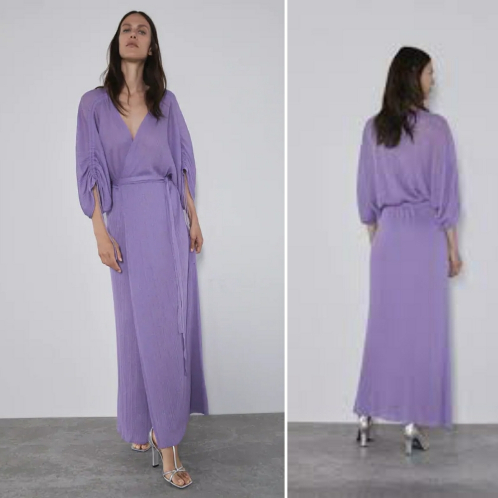 🤩 NWOT Zara Purple Viral Wrap Dress - Picture 3 of 11